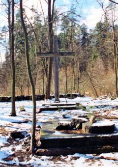 Balfanz (Białowas), Park, Grabstätte der Grafen von Rittberg, März 1995; Foto: D. Schnell